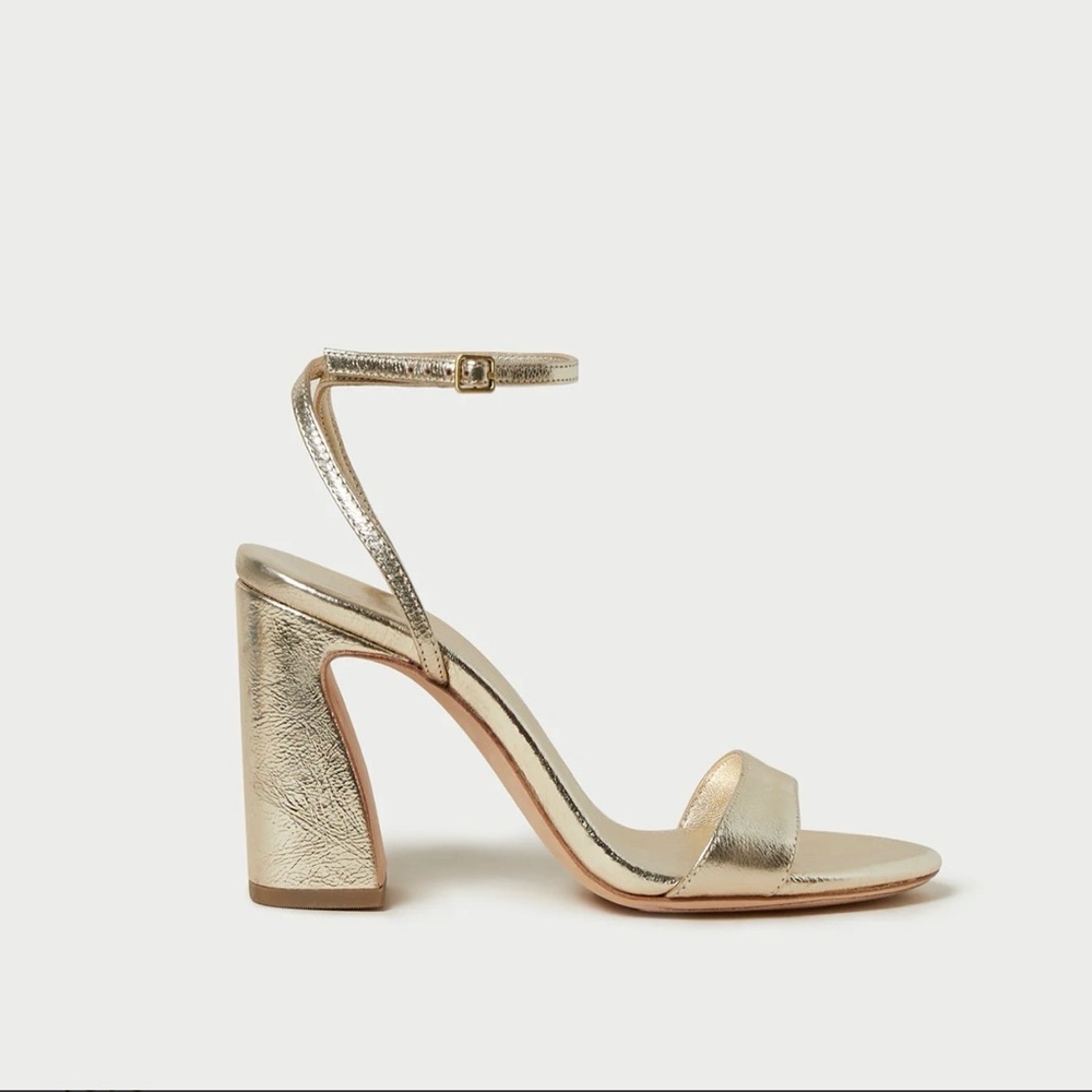 Loeffler Randall Metallic Gold Heels - Malia Champagne Curved−Heel Sandal